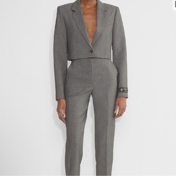 NWT Aritzia Babaton Arbus Charcoal Pinstripe Cropped Blazer Size 4 - Picture 3 of 5